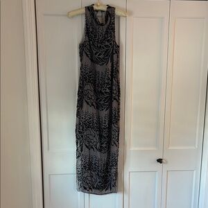 Elegant Black and Gray Floral Maxi Dress